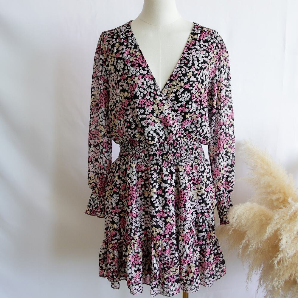 Michael Kors Floral Mini Dress - Black, Pink, White